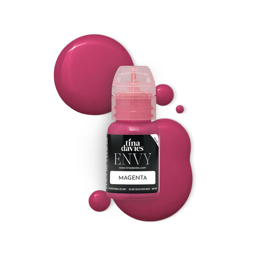 Tina Davies Professional Envy & Lust Lip Pigments - Permanent Lip Makeup - Colors Heal True to Tone - High Retention - Envy Magenta, 1/2oz/15ml Bottle