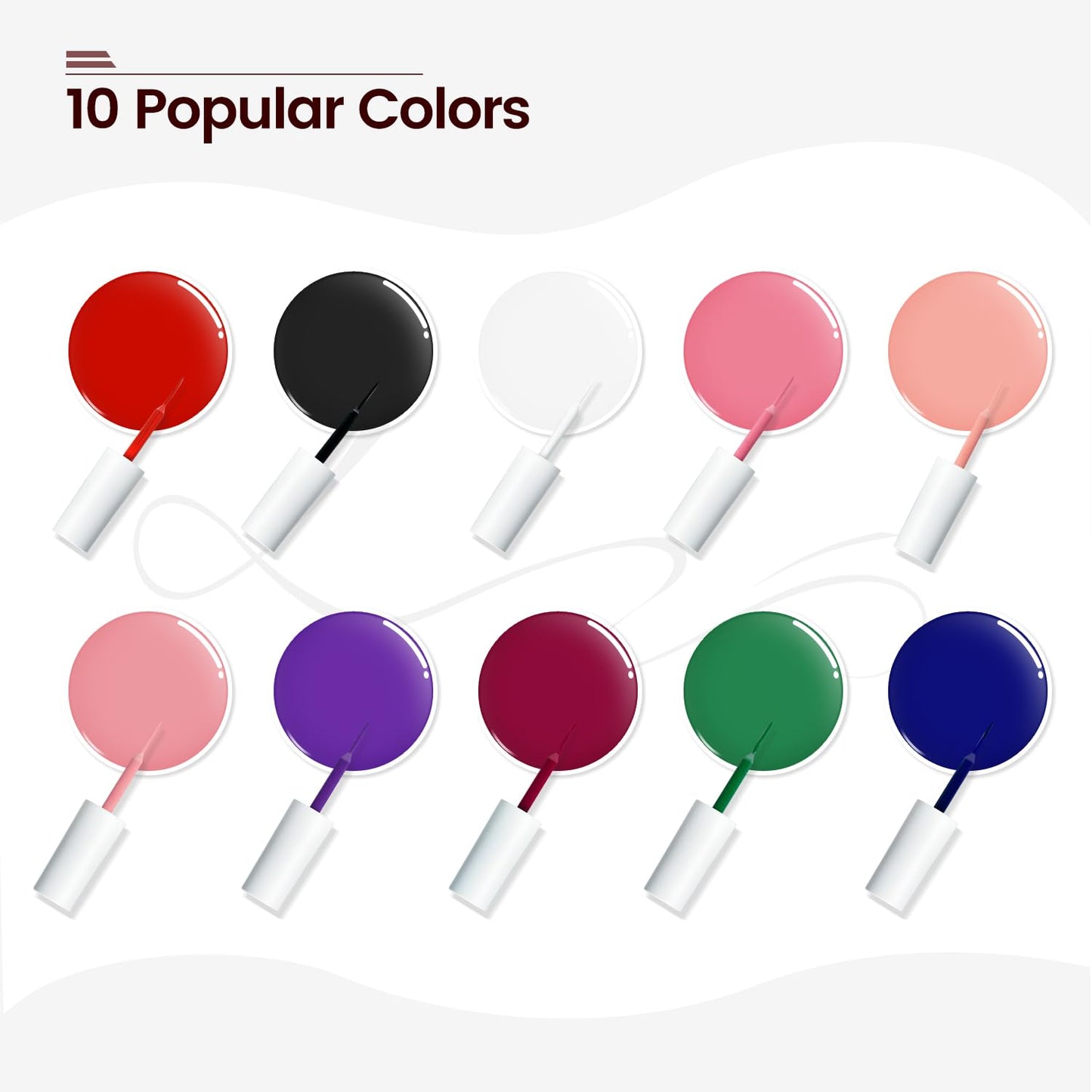 JODSONE 10pcs Nail Art Gel Liner,3D Effect Gel Nail Polish Thin Brush Painted DIY at Home Salon Design Gift for Girls