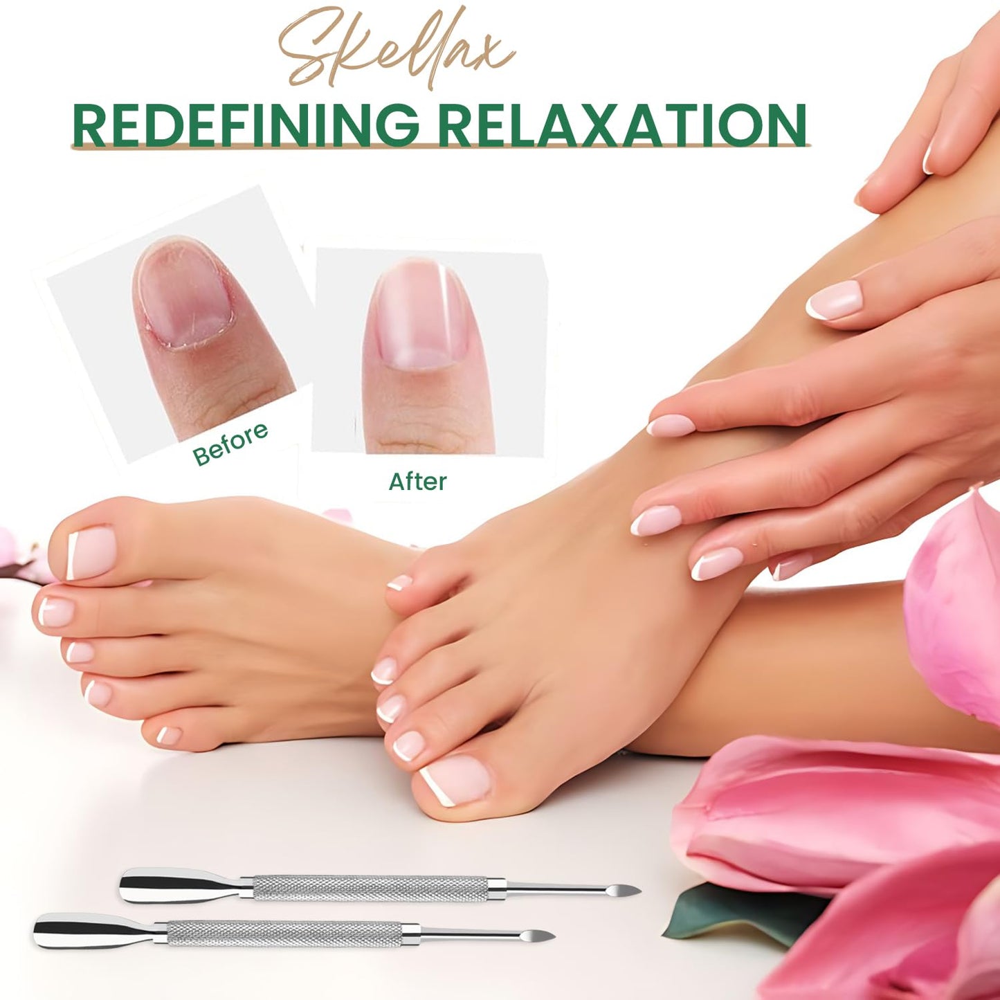 4PCS Cuticle Pusher Double Ended Sharp Edge Spoon Shaped Set, Salon Quality Stainless Steel Metal Manicure Pedicure Nail Polish Remover Cleaner Tools for Fingernails Toenails