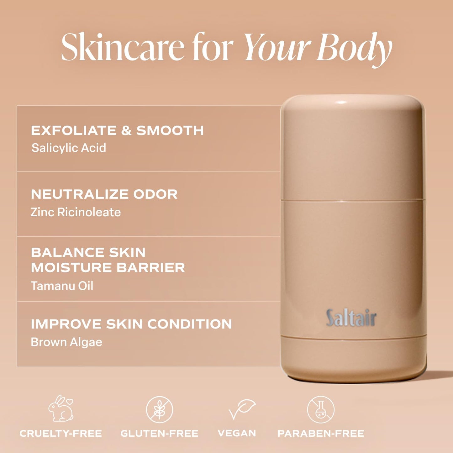 Saltair Skincare Deodorant - Aluminum-Free Deodorant for Women with Long Lasting Odor Protection Zinc and BHA. Refillable Stick, Suitable for Sensitive Skin, 2 Pack Santal Bloom Scent