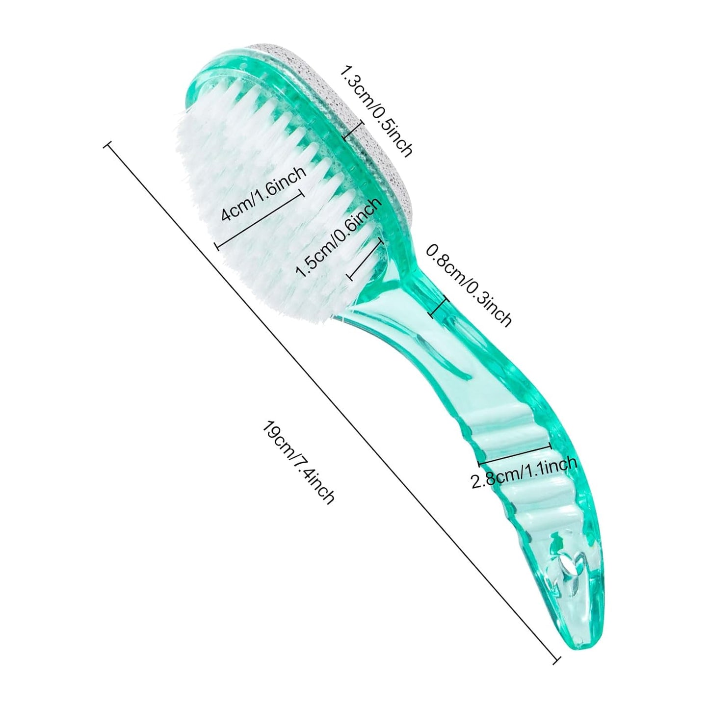 2 Pcs Foot Brush for Shower with Handle 2 in 1,Ooloveminso Large Foot Pumice Stone Brush Scrubber Foot File Calluses Remove Suitable for Horniness Foot Spa,Foot Care Smooth Skin (Green&Transparent)