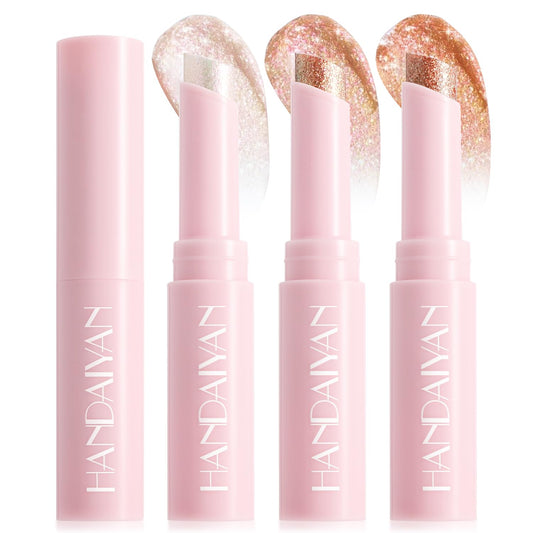 3PCS Crystal Hydrating Jelly Stick Eyeshadow Stick, Glitter Makeup Jelly Shimmer Eye Shadow Crayon, Lightweight Eye Brightener Eye Makeup (03+04+06)