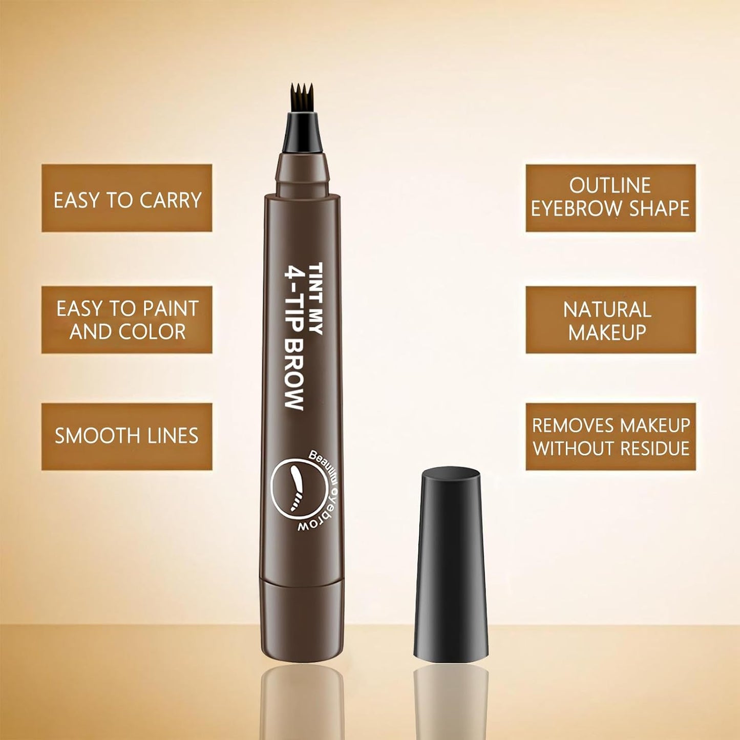 2025 Upgraded Magic Eyebrow Pencil for Women, Long-Lasting Ultra-Fine Tip Waterproof Eye Brow Pencils with 4 Fork, Smudge-Proof Natural Brow Makeup for Women - Black