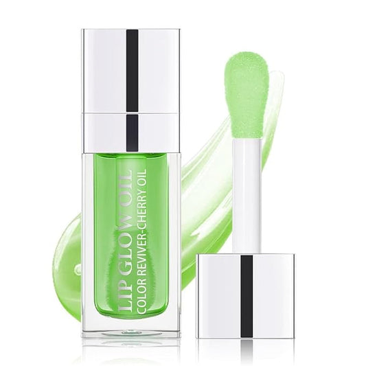 Hydrating Lip Glow Oil, Lip Oil Gloss Transparent Toot Tinted Nourishing Long Lasting Repairing Lightening Lip Lines (GREEN APPLE) 0.2 OZ