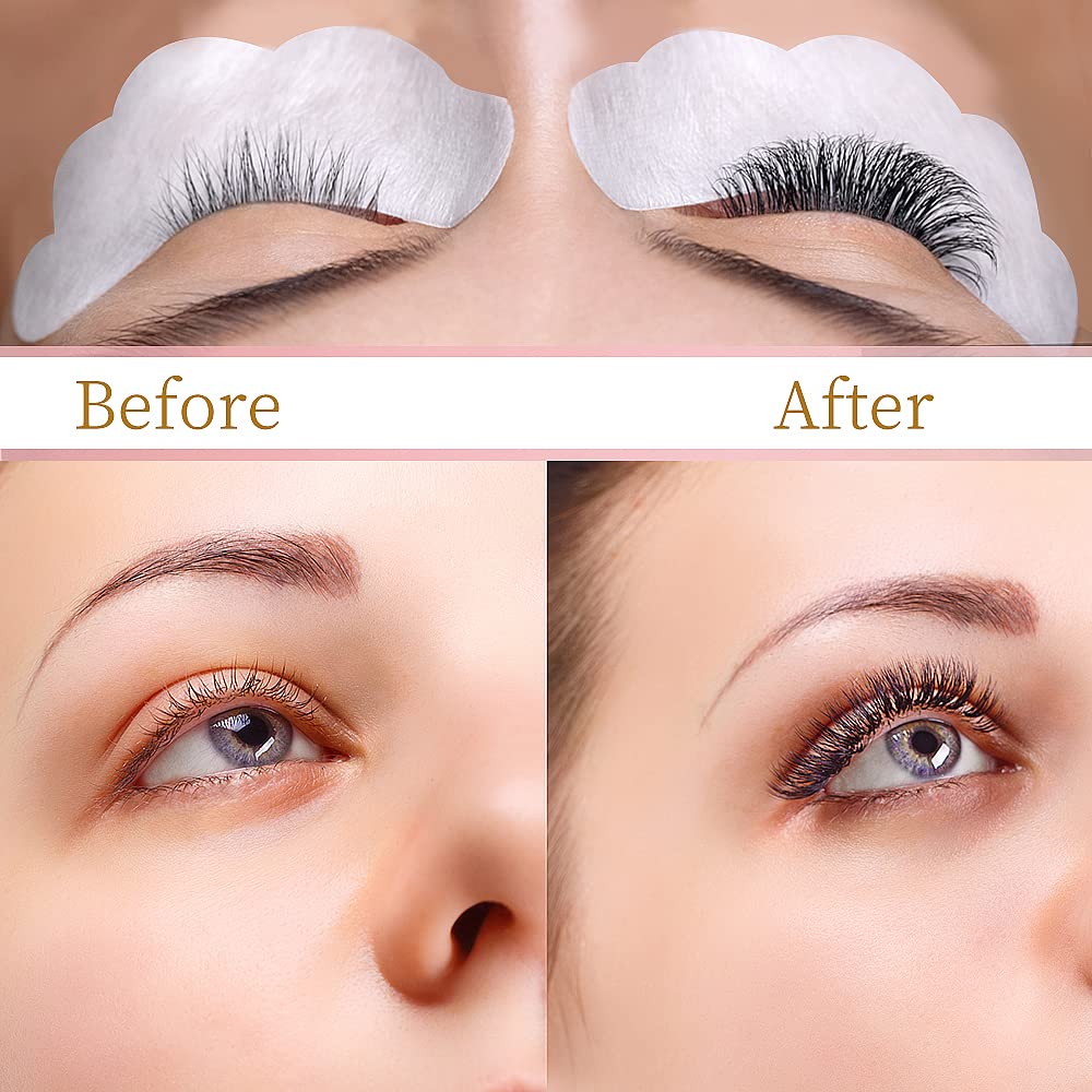 50 Pairs Eye Gel Pads, Lint Free Under Eye Patches for Eyelash Extensions, Premium Eye Mask Beauty Tool Kit (Pink)