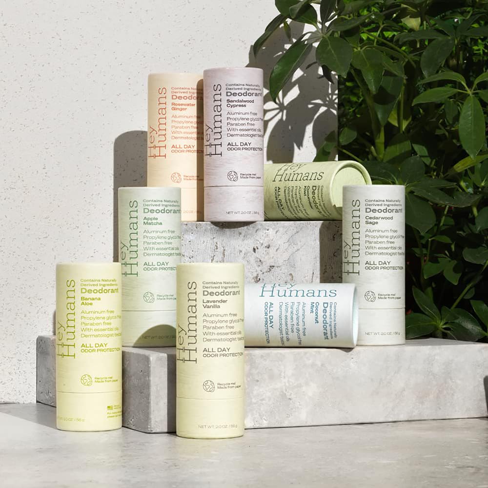 Hey Humans Deodorant, Aluminum Free Deodorant for Women and Men, Contains Naturally Derived Ingredients, All Day Odor Control, Refreshing Deodorant Essential Oils, Cedarwood Sage