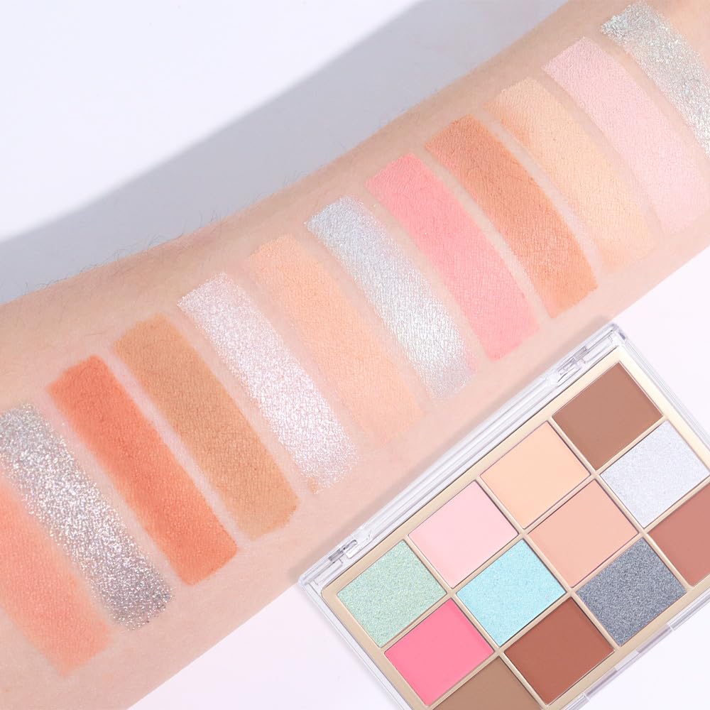 Nude Silver Brown Eyeshadow Palette,Natural Neutral Soft Small Cream Light Colors Eyeshadow Palette,Eye Shadow Palette Long Lasting Naturing-Looking Make Up Pallets for Women,Vegan