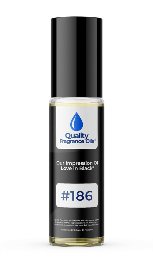 Quality Fragrance Oils' Love in Black Impression #186 | Long-Lasting Perfume Oil, Alcohol-Free, Strong Scent, 10ml Roll-On | Affordable Alternative to Designer Fragrances