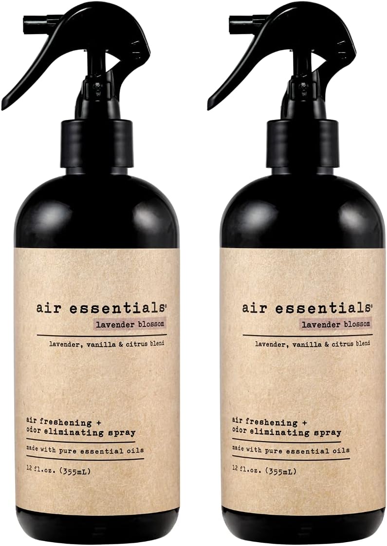 Air Essentials Air Freshener & Odor Eliminator Spray - 12 oz, Pack of 2 - Made with Pure Essential Oils - Lavender Blossom Scent