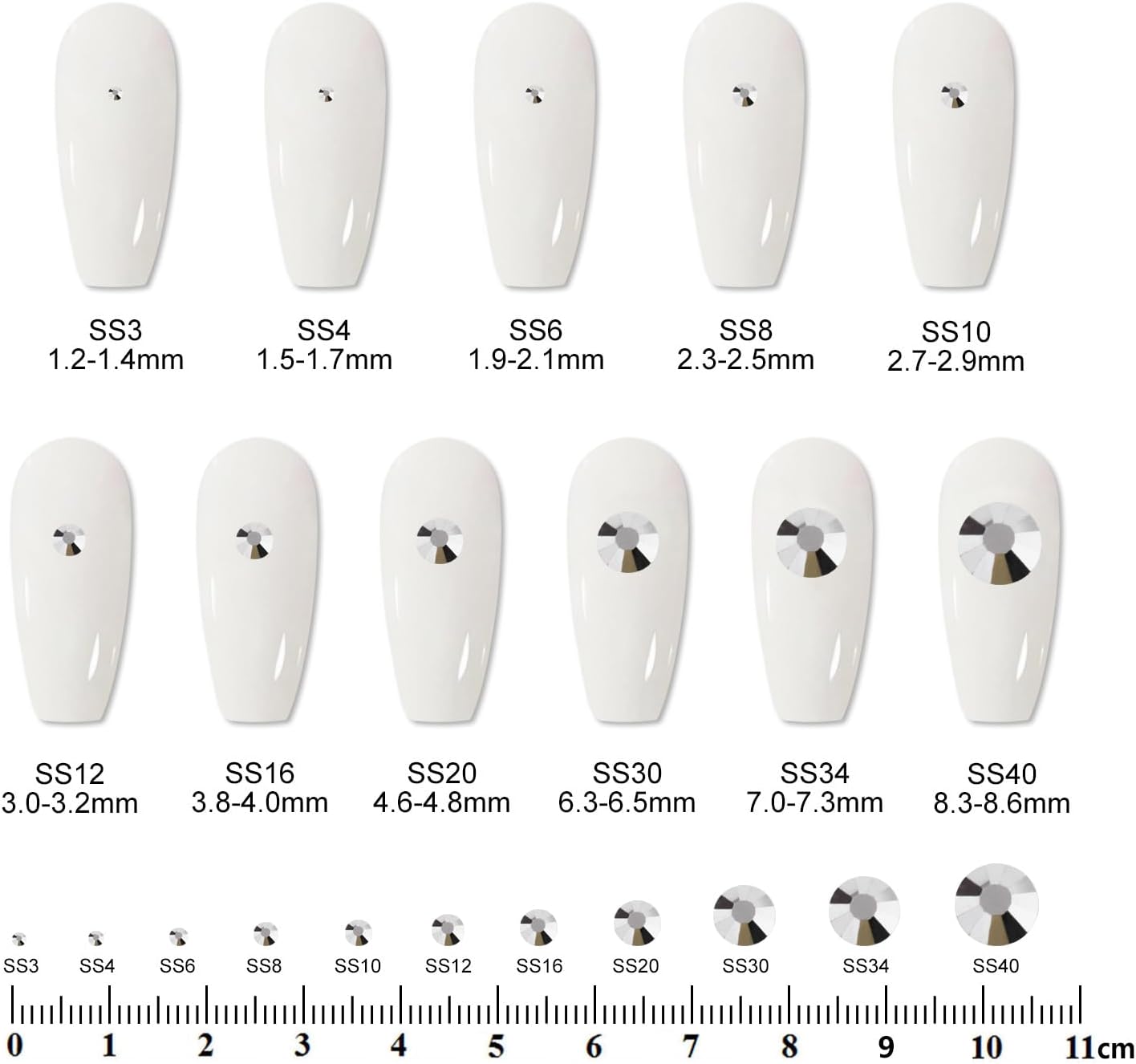 2000 PCS SS16 Flatback Rhinestones,12-Facet Diamond-Cut Glass Gems for Nail Art,Clothing,DIY Crafts,Glue-On Decoration Stones with Silver Backing,Silver Hematite