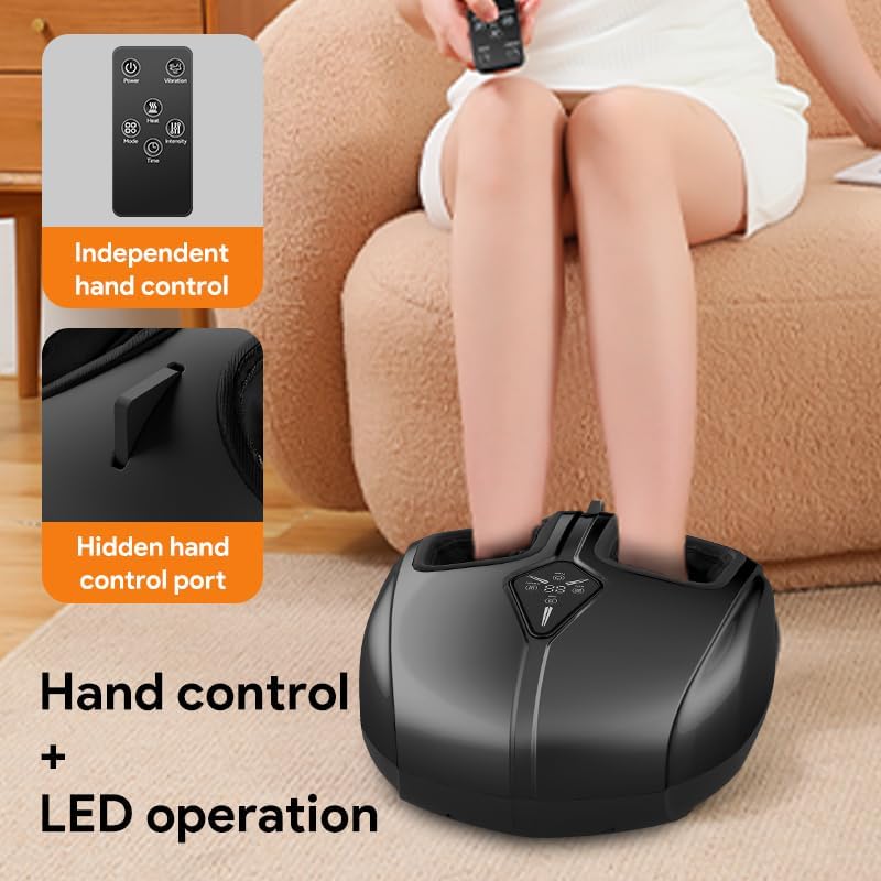 Foot Massager for Men and Women, Foot spa,Kneading, Compression, Vibration, Shiatsu Feet Massage Machine for Plantar Fasciitis, Neuropathy, Foot Warmer,Size 9-14