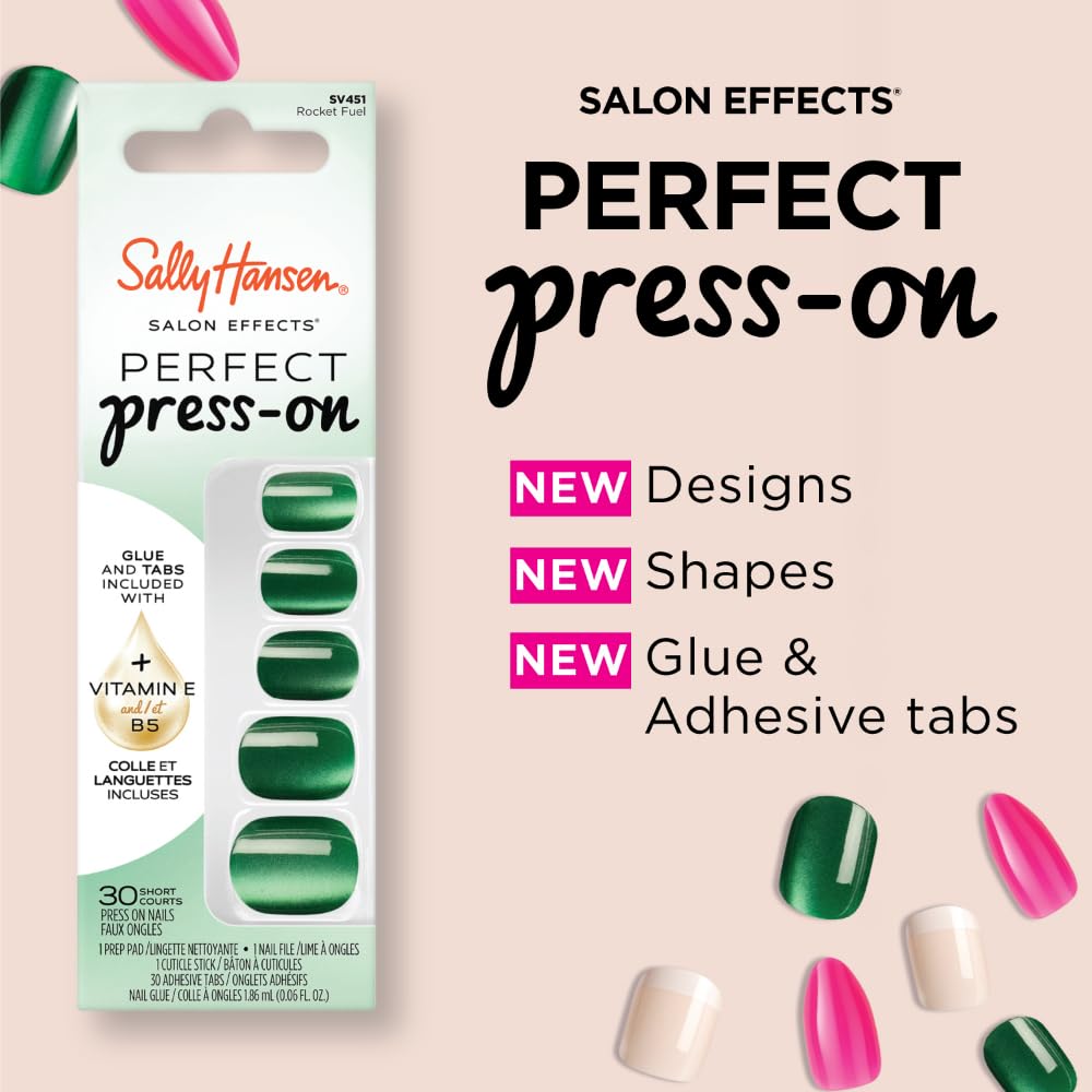 Sally Hansen Instant Cuticle Remover & Salon Effects Rocket Fuel Press On Nails Kit, Nail Treatment & Manicure Set
