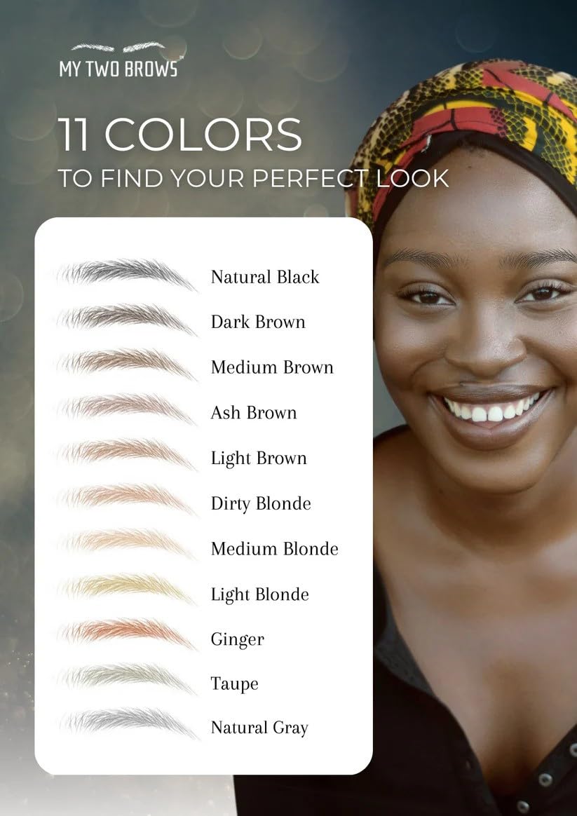 (10 pairs) Dark Brown Temporary Eyebrow Tattoo - Medium Size - Waterproof & Smudgeproof - Classy Curve Style Eyebrow Stickers - Sheet Lasts up to 30 Days - Won't Work on Existing Brows