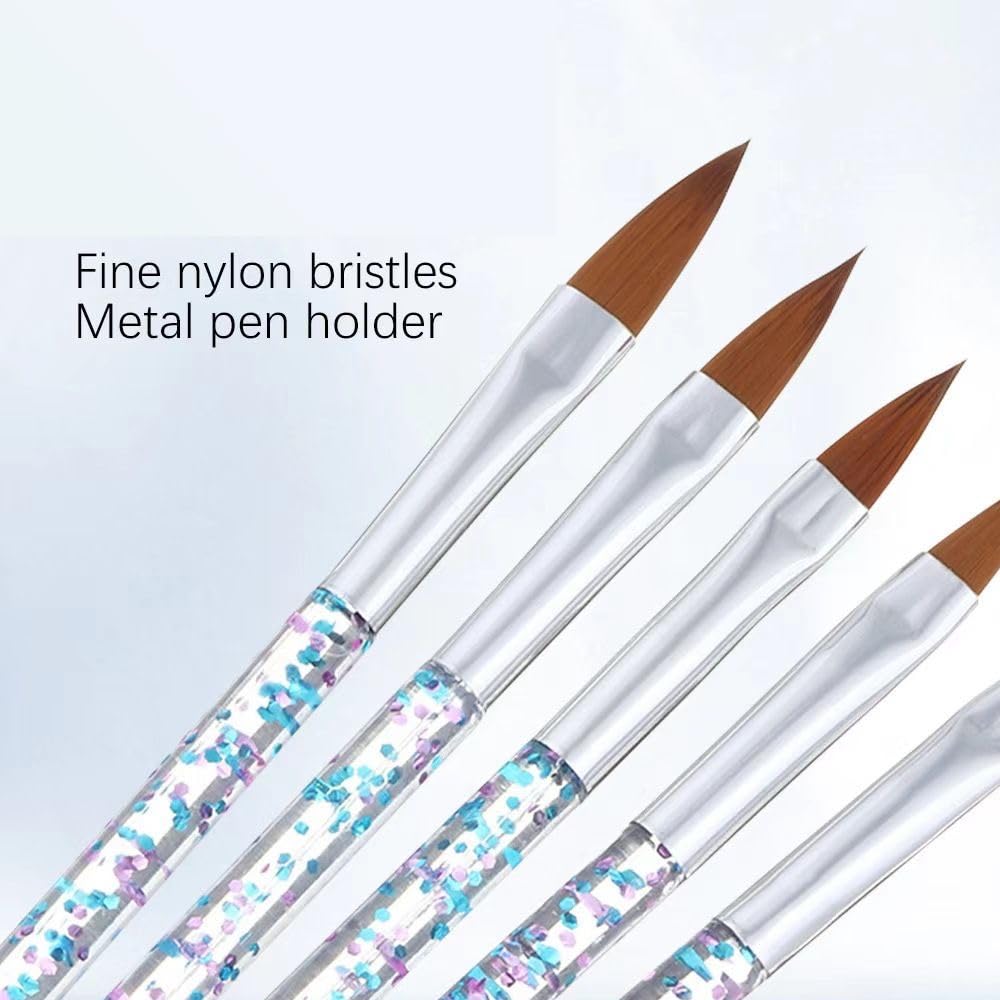 5pcs Nail Art Brushes Set, Nail Art Design Pen Painting Tools with Nail Extension Gel Brush, Nail Polish Brush, Builder Nail Gel Brush, Nail Dotting Pen Salon at Home Diy Manicure (Blue)