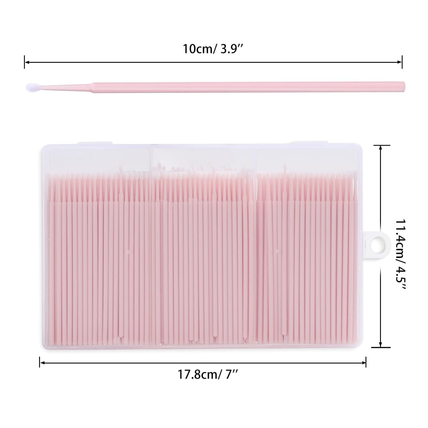 400 Pcs Micro Applicator Brushes,JASSINS Microswabs for eyelash extensions,Disposable 2mm Precision Mascara swab,For Cleaning and Applying Makeup (Light pink)