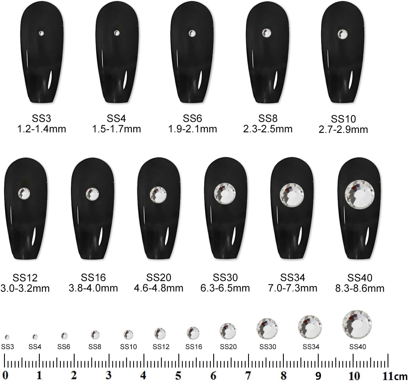 3000PCS SS10 Flatback Rhinestones | 12-Facet Diamond-Cut Glass Gems for Nail Art, Clothing, DIY Crafts |Glue-On Decoration Stones with Silver Backing(Crystal)