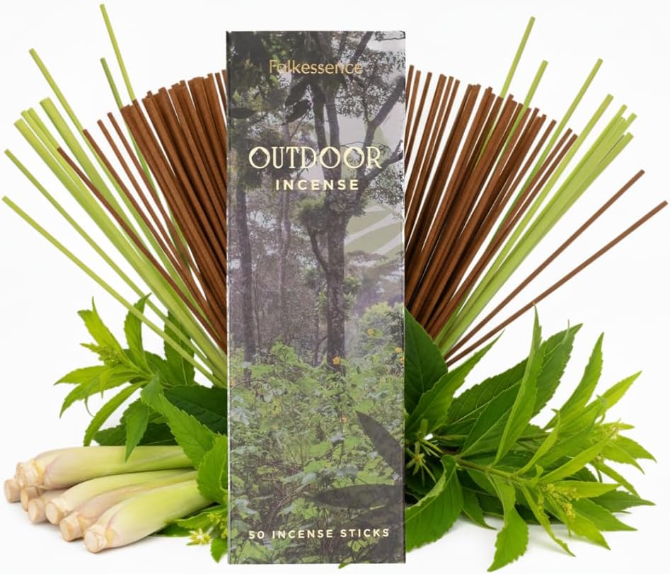 Folkulture Citronella Incense Sticks | Pack of 50 Long 12” Citronella & Lemongrass Incense Sticks | Slow Burn, Non Toxic, Organic |for Patios, Gardens, Camping, BBQs & Outdoor Gatherings