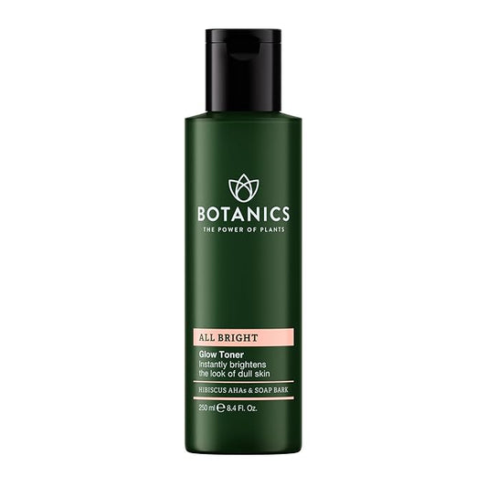 Botanics Glow Toner for Face - Enriched with Hibiscus AHA Exfoliant & Soap Bark - Non-Drying - Vegan and Cruelty-Free Face Toner for Women & Men (8.4 Fl Oz)