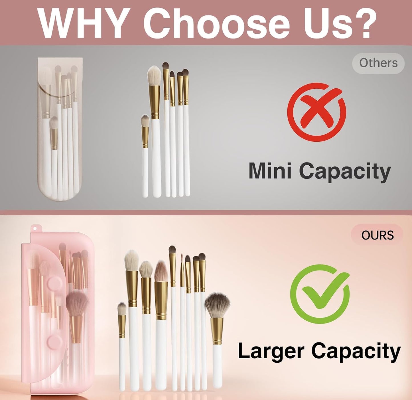 Silicone Makeup Brush Holder Large Travel Makeup Brush Case Original Design Brushes Holder with Magnetic Closure White