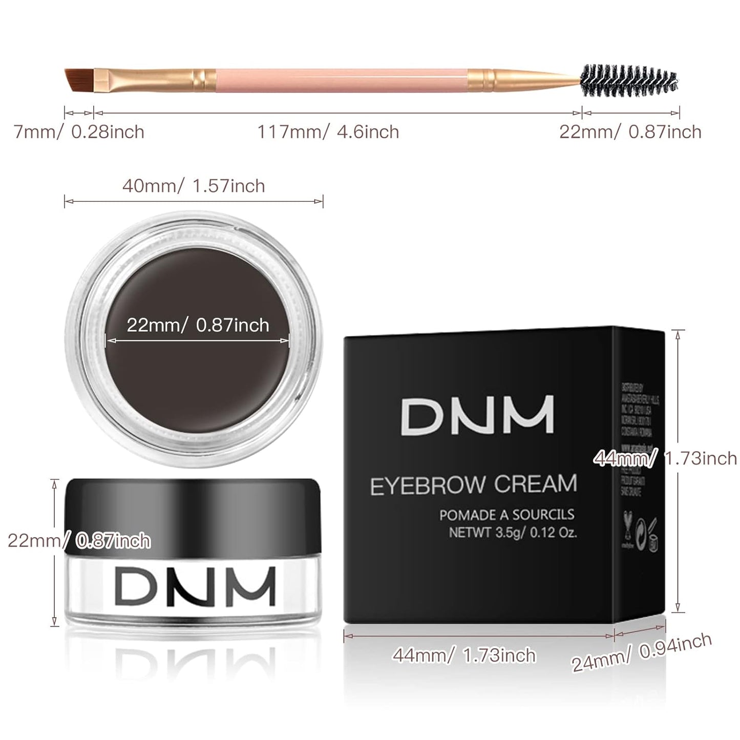 2Pcs Brow Pomade Set with Dual-ended Eyebrow Brush, High pigment Water proof Natural finish Eyebrow Makeup Set with Eyebrow Brush for Women and Girls（10#）