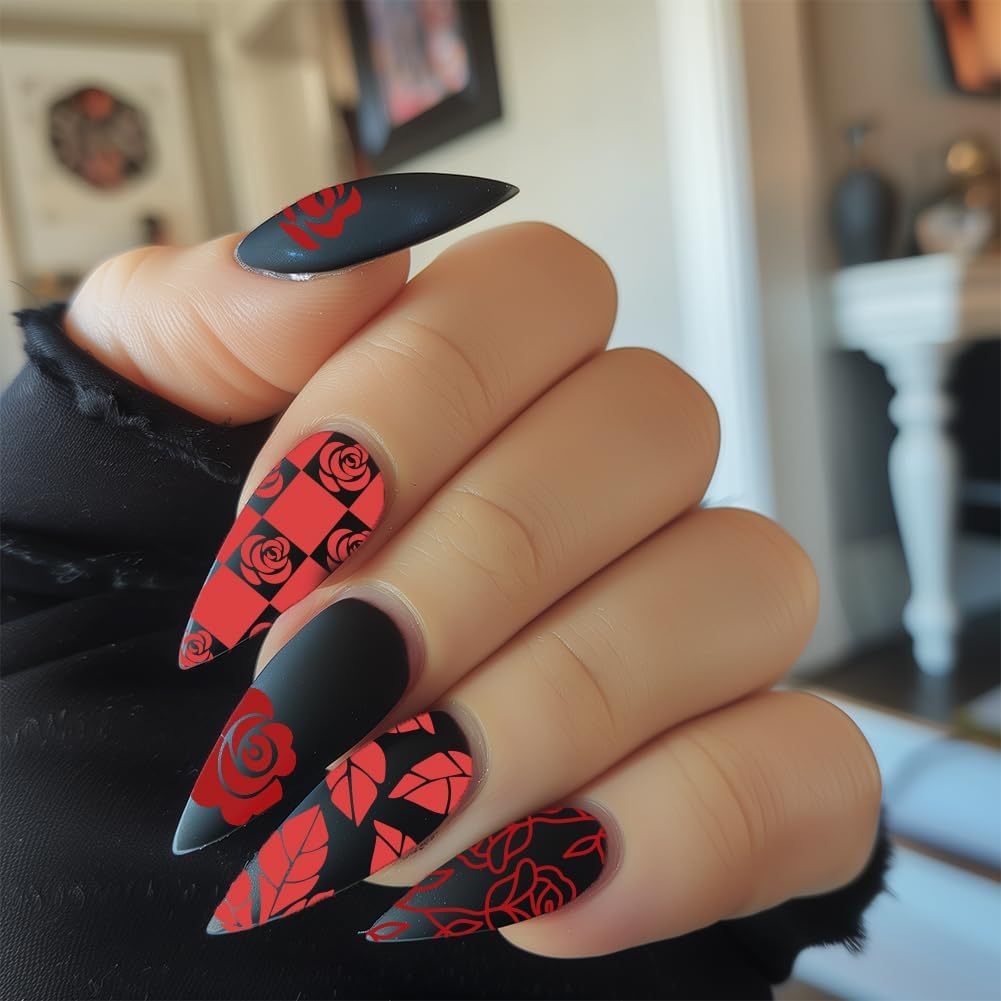 3Pcs Roses Nail Stamping Plate Set Vintage Flower Nail Stamp Templates Elegant Floral Leaf Metal Reusable Tools with Stamper Scraper for Manicure Printing