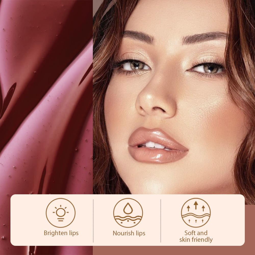 2Pcs Peel Off Matte Liquid Lip Gloss Stain-Lip Liner with Tweezer, Peel Off Lip Stain, Long Lasting & Waterproof Lipstick Tattoo, Transfer-Proof Lip Gloss for All Skin Types (02#+06#, 2Pcs)