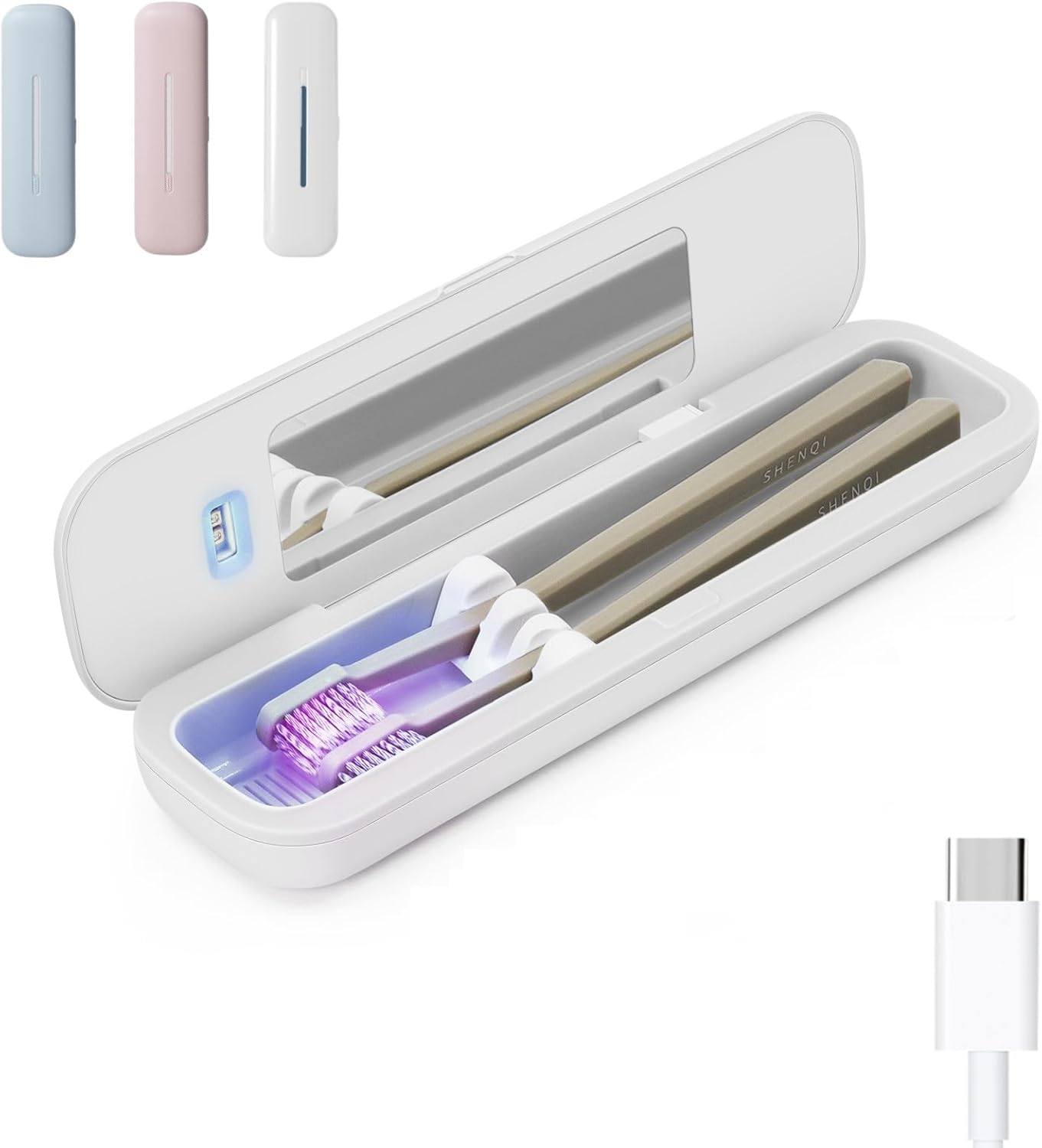 Toothbrush Holder, Toothbrush Cleaner Case, Portable USB Charging Toothbrush Cover with U V-C Light, Travel Toothbrush Holder