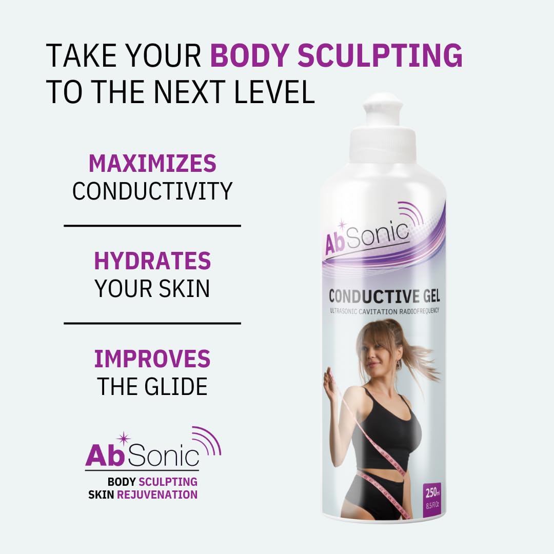 Absonic Conductive Gel for Body Devices: Cavitation, Radiofrequency, Body Sculpting Devices - Paraben-Free, 1-Pack
