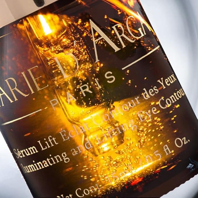 Marie d'Argan Eye Contour Serum for dark circles and puffiness, with Hyaluronic Acid, Ginseng and Hibiscus Anti-wrinkle, Repairs Bags under eyes, iluminates skin, firming effect, 15 ml,