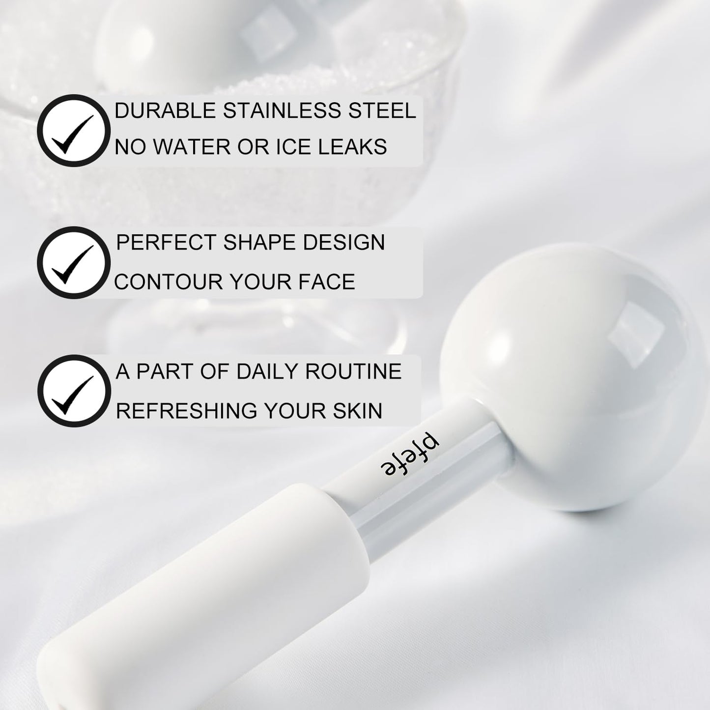 Ice Globes for Face & Eyes, Unbreakable Stainless Steel Cryo Sticks for Beauty Routines, Facials Cold Roller Cooling Globes for Puffiness, Wrinkles, Dark Circles, Headaches