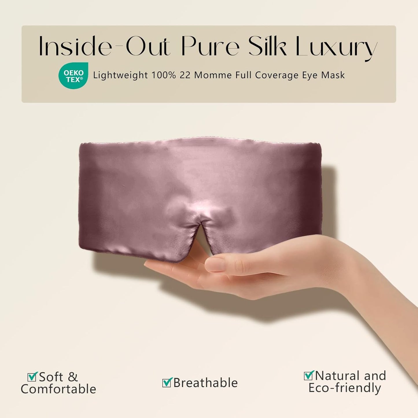 ZIMASILK 100% 22 Momme Mulberry Silk Sleep Mask - Full Silk Filled, Ultra-Soft & Breathable, Face-Hugging Blackout Eye Cover for Sleeping (Gray Purple)