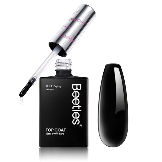 Beetles Top Coat Nail Polish, 15ml Clear Nail Polish Quick Dry, High Gloss Shine Finish and Long Lasting Nail Protector Nail Art Design Diy Gifts for Women