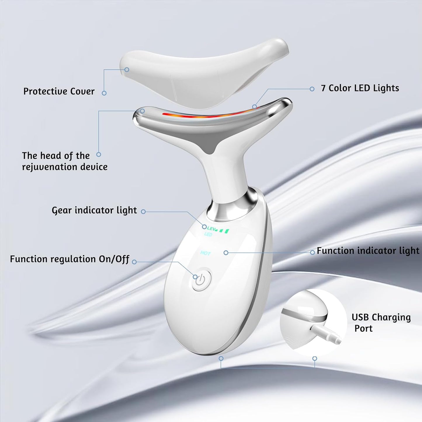 7 in 1 Face Massager Tool, Red Light Therapy for Face and Neck, Red Light Therapy Wand, Face Neck Sculpting Tool for Skin Care