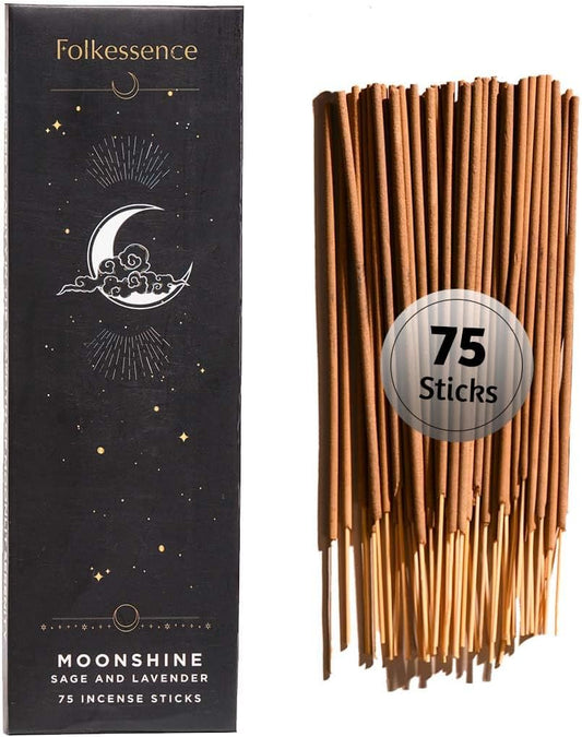 Folkulture Incense Sticks for Home | Pack of 75 (8") Insence-Sticks for Meditation with 45 Mins Burn Time | Organic Insence Aromatherapy Lavender Inscents-Stick | Non Toxic Inscent for Gifts for Her