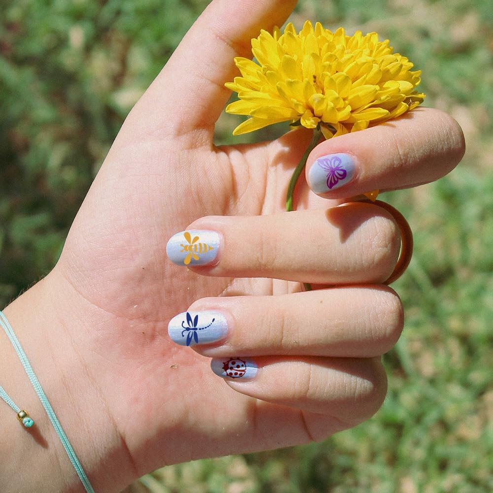 3Pcs Butterfly Dragonfly Nail Stamping Plate Bees Moth Nail Stamping Templates French Tip Art Stamp Plates Stainless Steel DIY Reusable Tools for Manicure Printing