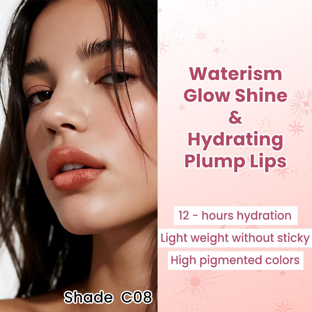 CATKIN Glossy Lip Balm Ultra Hydating Glow Lip Tinted Jelly Plumping Melting Balm Shea Butter Repair Soothing For Dry Lips 0.12 oz C08 MAPLE