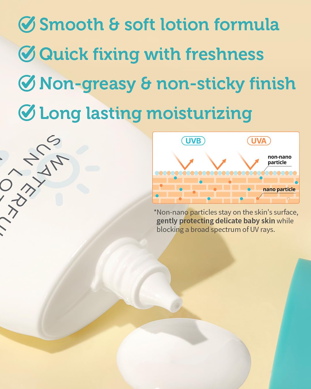 Sun Lotion SPF 40 & Sun Stick SPF 50-100% Zinc Oxide Mineral Sunscreen - No White Cast - Vegan Reef-Safe for Babies Kids Adults - Korean Skincare, 2.82oz & 0.49oz