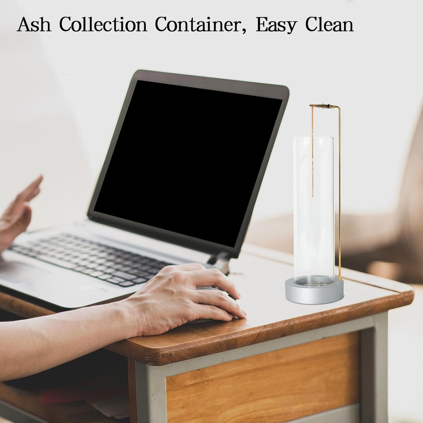 Incense Holder for Sticks, Anti-Ash Flying Incense Burner with 30 Incense Sticks, Detachable Glass Ash Catcher