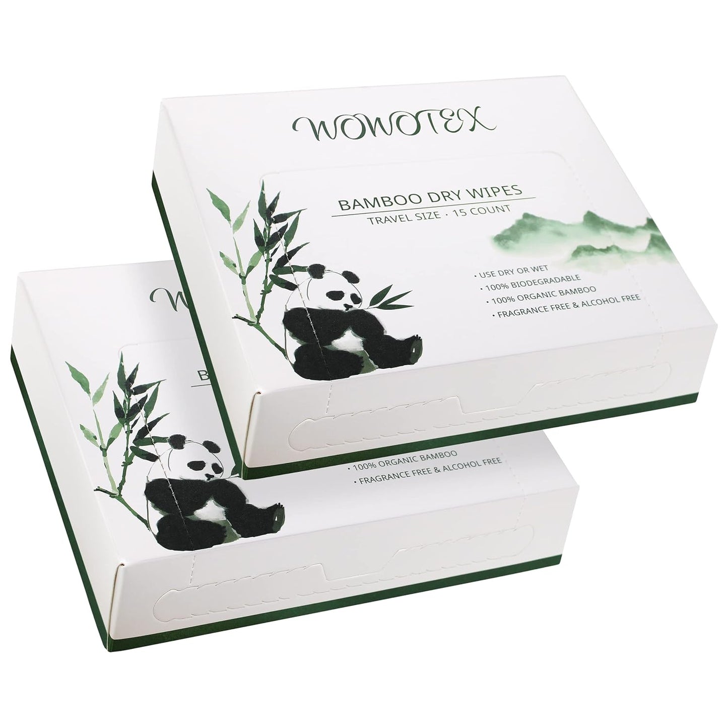 Travel Size Bamboo Viscose Disposable Face Towel Biodegradable Large Dry Face Wipes 30 Count/2 Box Extra Thick Soft Clean Facial Towels for Facial and Body Cleansing, Travel, Camping