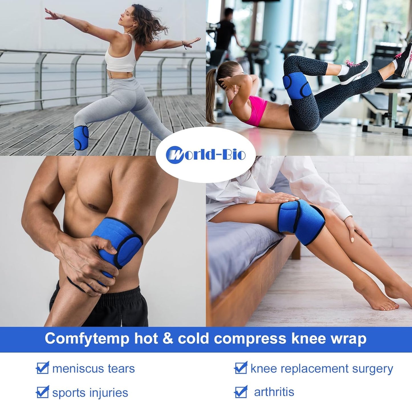 Knee Ice Pack for for Injury, Reusable Hot Cold Ice Gel Pack for Swelling, Muscle Soreness, Joint Pain, Flexible Knee Ice Pack Wrap Cold Compress for Replacement Surgery, Sprains, Arthritis