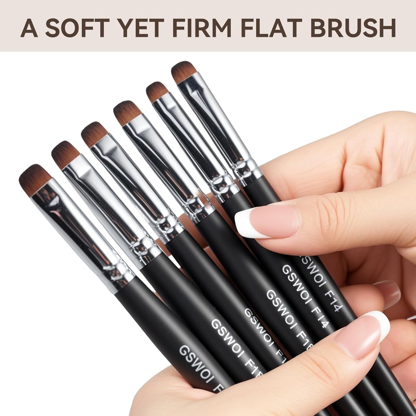 Acrylic Nail Brush for French Tips & Gel Polish Clean Up | Professional Dual-Use Brush with Wooden Handle for Acrylic/Polygel/Builder Gel | Nail Art Design Tool for Cleaning & Detailing (F18)