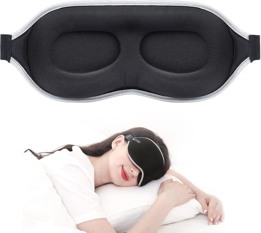 MZOO Luxury Sleep Mask for Back, Side Sleeper, Complete Light Blocking Sleeping Eye Mask Night Blindfold, 3D Zero Pressure & Spacious for Lash Extensions, Breathable Soft Eye Cover Flight Nap Travel