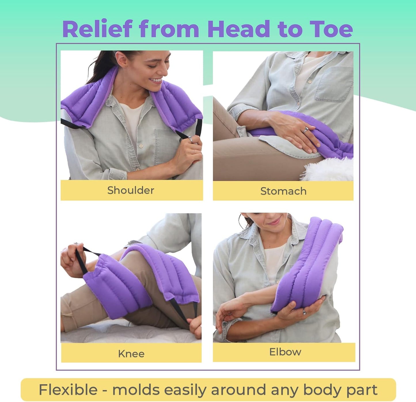 Microwavable Heating Pads for Lower Back, Neck, and Shoulder Pain Relief - Moist Microwave Heating Pad for Muscles and Joints - Microwave Hot Pack Heat Pad for Cramps -2 Heat Pack Purple