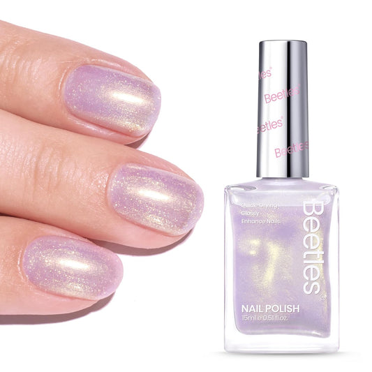 Beetles Nail Strengthener - Gold Purple Nail Concealer Fast Air Dry Shimmer Air Dry Nail Growth for Damaged Uneven Nails Fingernail Polish Imperfection Masking for Gold Shimmer Manicure Salon Quality