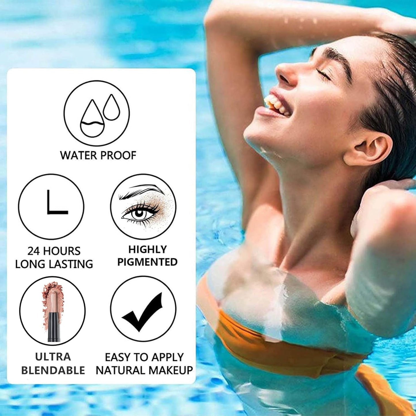 Dark Gray Eyeshadow Stick Makeup, Cream Shimmer Eye Shadow Pencil, Hypoallergenic Waterproof Long Lasting Crayon, Smooth Glitter Primer Palette Eyeliner Make up