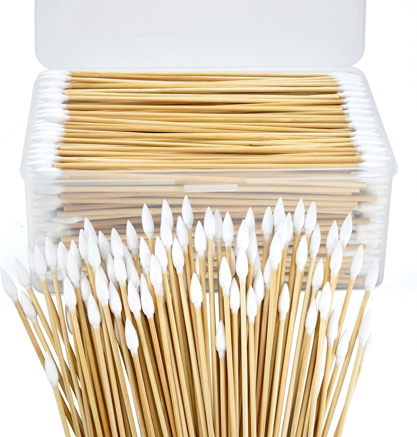 500/1000 Count 6'' Long Round/Pointed Cotton Swabs Durable Stem, Lint- Free Gun Cleaning Swabs Pure Cotton Tips for Gun Maintenance, Makeup, Pet Care, Equipment (Detailed Work)