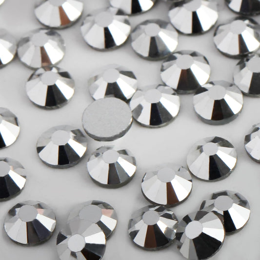 2000 PCS SS20 Flatback Rhinestones,12-Facet Diamond-Cut Glass Gems for Nail Art,Clothing,DIY Crafts,Glue-On Decoration Stones with Silver Backing,Silver Hematite
