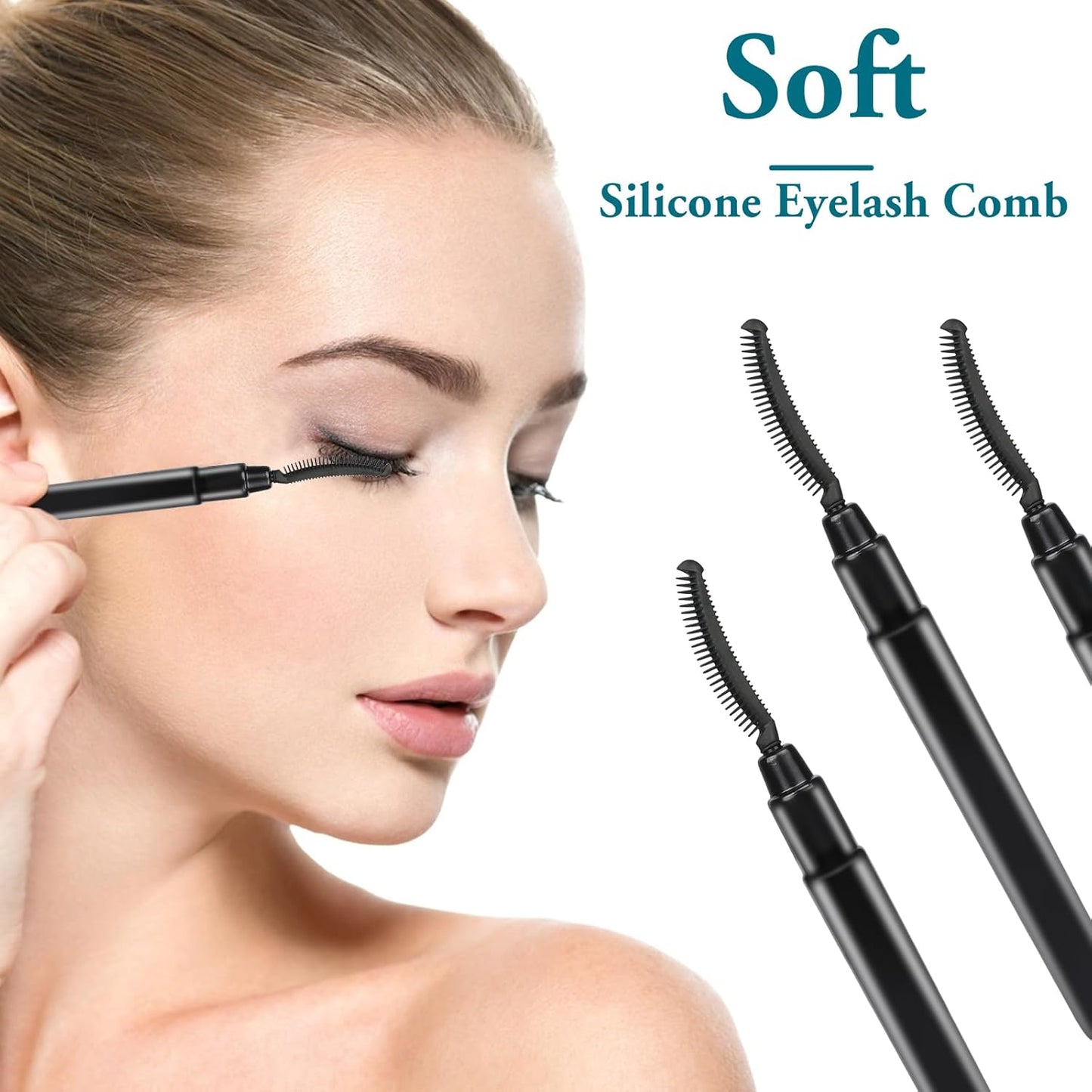8 Pcs Silicone Eyelash Wands Brushes Mascara Eyelash Separator Black Eyelash Comb Eyebrow Brush Eyelashes Definer with Lid Lash Separating Comb Brow Grooming Brush