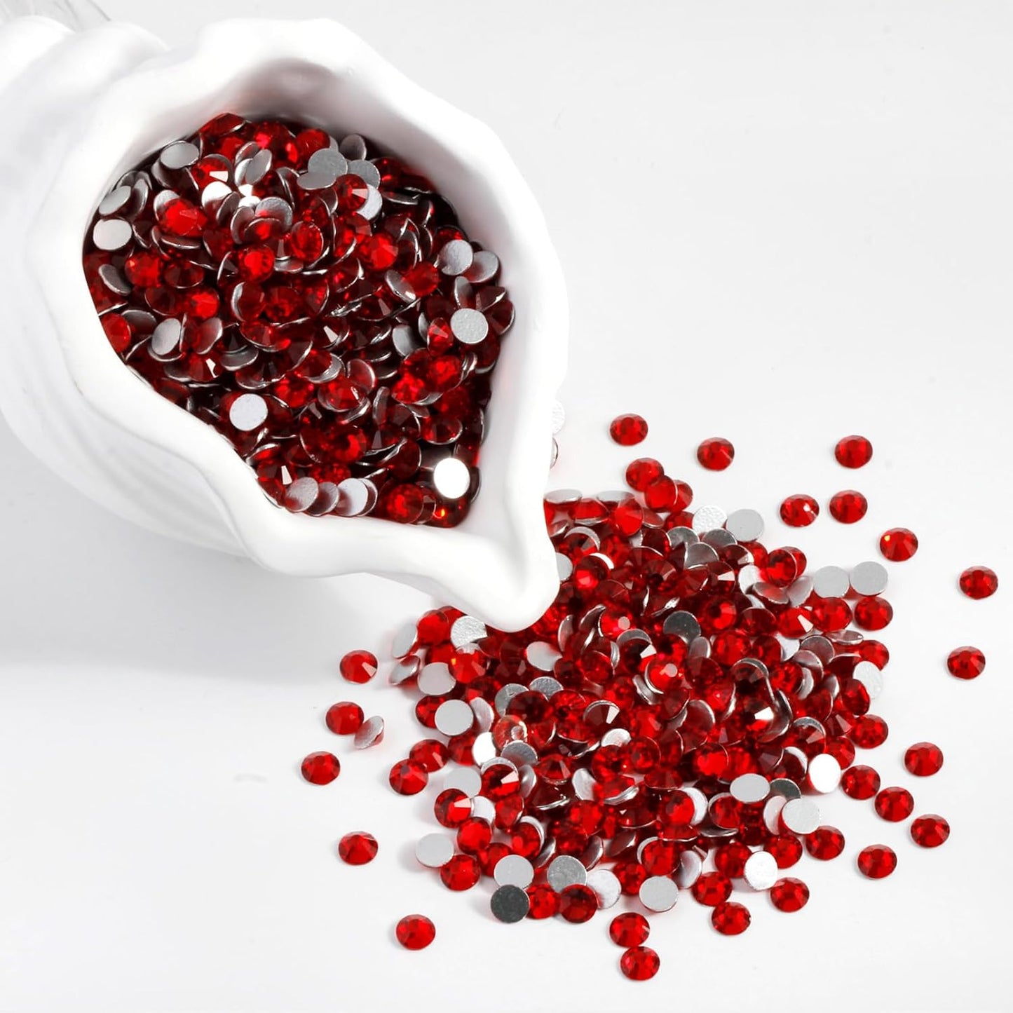 5000PCS SS6 Flatback Rhinestones | 12-Facet Diamond-Cut Glass Gems for Nail Art, Clothing, DIY Crafts |Glue-On Decoration Stones with Silver Backing(Siam)