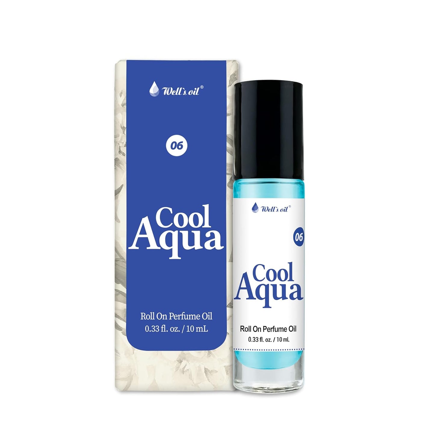 Well's Oil Roll-On Perfume Oil (Cool Aqua) | Crisp Aquatic Notes | Long-Lasting | Paraben-Free | 0.33 Fl Oz / 10 ml